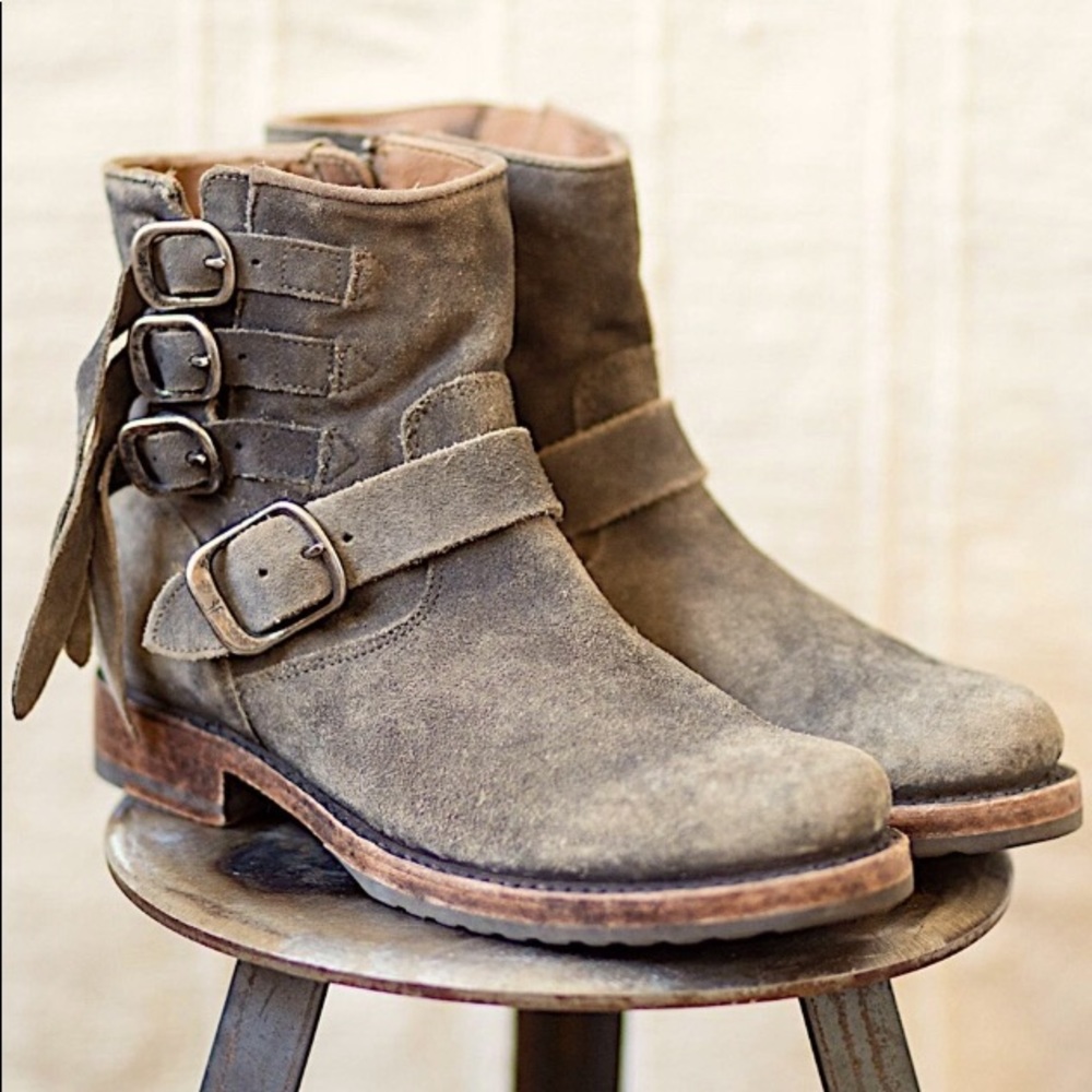 Frye Veronica Strap Short Buckle Boot Suede